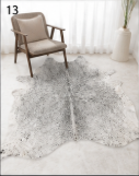 Authentic Light Grey & White Salt Pepper Cowhide Area Rug – Genuine Natural Leather Accent Mat