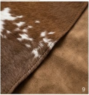 Genuine Brown & White Cowhide Rug | Natural Chestnut Leather Area Rug | White Rimmed Western Cowskin Carpet for Living Room