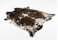 Genuine Natural Cowhide Rug | Tricolor Dark Brown & White Speckled Cow Hide Leather Floor Mat | Salt and Pepper Cowskin Area Rug