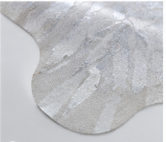 Authentic Silver Stenciled Cowhide Rug - Metallic Printed Leather Area Rug