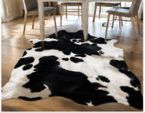 Classic Black and White Cowhide Rug, Genuine Hair-on-Hide Area Rug