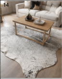 Authentic Light Grey & White Salt Pepper Cowhide Area Rug – Genuine Natural Leather Accent Mat