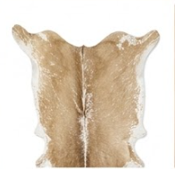 Natural Tan and White Cowhide Rug, Genuine Hair-on-Hide Floor Mat