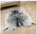 Grey Salt and Pepper Cowhide Rug - Genuine Monochrome Leather Area Rug