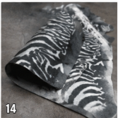 Authentic Black and White Zebra Stenciled Cowhide Rug -  Printed Leather Area Rug