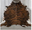 Brown Brindle Cowhide Rug - Genuine Dark Chestnut Leather Area Rug
