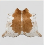 Genuine Honey Cognac & Off-White Cowhide Rug | Natural Caramel Brown Leather Area Rug | Warm Southwestern Western Cowskin Carpet for Living Room