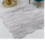 Authentic White and Grey Stenciled Cowhide Rug -  Printed Leather Area Rug