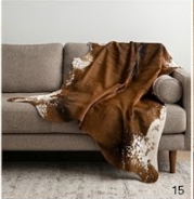 Genuine Brown & White Cowhide Rug | Natural Chestnut Leather Area Rug | White Rimmed Western Cowskin Carpet for Living Room