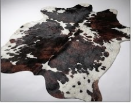 Tricolor Black, Brown & White Cowhide Rug - Genuine Patchwork Natural Leather Area Rug