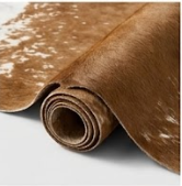 Authentic Cognac Brown & White Cowhide Area Rug – Genuine Natural Leather Accent Mat