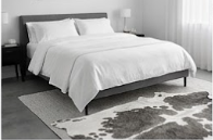 Genuine Grey & White Cowhide Rug | Natural Charcoal Spotted Cowskin Area Rug | Modern Silver Leather Carpet for Living Room
