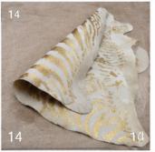 Authentic Gold Stenciled Cowhide Rug - Metallic Printed Leather Area Rug