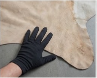 Genuine Jet Black Cowhide Rug | White Peppered Trim & Brown Spine Cowskin Area Rug | Modern Western Leather Carpet