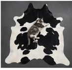 Genuine Black and White Cowhide Rug | Natural Spotted Cow Skin Area Rug | Classic Holstein Pattern Leather Carpet for Living Room