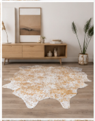 Natural Gold and White Speckled Cowhide Rug, Genuine Hair-on-Hide Area Mat