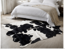 Classic Black and White Cowhide Rug, Genuine Hair-on-Hide Area Rug