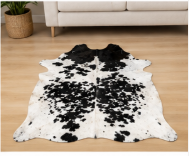Authentic Black and White Speckled Cowhide Rug -  Leather Area Rug