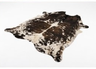 Genuine Natural Cowhide Rug | Tricolor Dark Brown & White Speckled Cow Hide Leather Floor Mat | Salt and Pepper Cowskin Area Rug