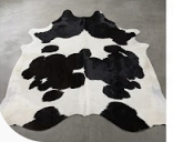 Genuine Black and White Cowhide Rug | Natural Spotted Cow Skin Area Rug | Classic Holstein Pattern Leather Carpet for Living Room