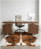 Authentic Chestnut Brown & White Spine Cowhide Area Rug – Genuine Natural Leather Accent Mat