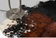 Genuine Tricolor Chestnut Brown Cowhide Rug | Black & Off-White Speckled Cowskin Area Rug | Rustic Modern Western Leather Carpet