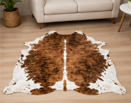 Brown Brindle Cowhide Rug – Natural Cow Skin Area Rug, Rustic Farmhouse Decor, Genuine Leather Hide Rug, Western Living Room Accent