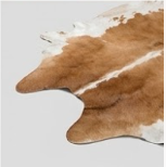 Genuine Honey Cognac & Off-White Cowhide Rug | Natural Caramel Brown Leather Area Rug | Warm Southwestern Western Cowskin Carpet for Living Room