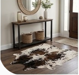 Genuine Tricolor Dark Brown & Black Speckled Cowhide Rug | Natural Salt and Pepper Spotted Cowskin Area Rug | Rustic Leather Carpet for Living Room