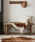 Authentic Chestnut Brown & White Spine Cowhide Area Rug – Genuine Natural Leather Accent Mat
