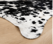 Authentic Black and White Speckled Cowhide Rug -  Leather Area Rug