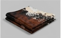 Genuine Tricolor Chestnut Brown Cowhide Rug | Black & Off-White Speckled Cowskin Area Rug | Rustic Modern Western Leather Carpet