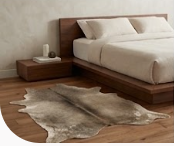 Genuine Grey Brindle Cowhide Rug | Natural Grey and White Cowskin Area Rug | Modern Taupe Brown Leather Carpet for Living Room