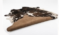 Genuine Natural Cowhide Rug | Tricolor Dark Brown & White Speckled Cow Hide Leather Floor Mat | Salt and Pepper Cowskin Area Rug