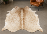 Authentic Light Beige & Cream Salt Pepper Cowhide Area Rug – Genuine Natural Leather Accent Mat