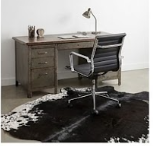 Genuine Jet Black Cowhide Rug | White Peppered Rimmed Leather Area Rug | Modern Black & White Western Cowskin Carpet for Living Room