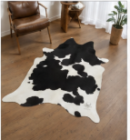 Classic Black and White Cowhide Rug - Genuine Natural Leather Area Rug
