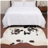 Genuine Dark Brown & White Spotted Cowhide Rug | Natural Brown Holstein Cowskin Area Rug | Rustic Modern Farmhouse Decor Carpet