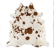 Brown and White Speckled Cowhide Rug - Genuine Leather Area Rug