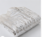 Authentic Silver Stenciled Cowhide Rug - Metallic Printed Leather Area Rug