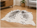 White & Silver Speckled Cowhide Rug – Genuine Hair On Hide Rug, Natural Cow Skin Area Rug, Modern Farmhouse Decor