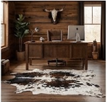 Genuine Tricolor Dark Brown & Black Speckled Cowhide Rug | Natural Salt and Pepper Spotted Cowskin Area Rug | Rustic Leather Carpet for Living Room
