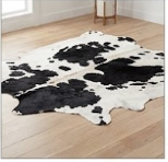 Genuine Black and White Cowhide Rug | Natural Spotted Holstein Pattern Cowskin Area Rug | Modern Leather Carpet for Living Room