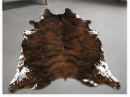 Brown Brindle Cowhide Rug - Genuine Dark Chestnut Leather Area Rug