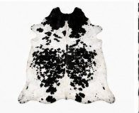 Authentic Black and White Speckled Cowhide Rug -  Leather Area Rug