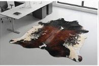 Genuine Tricolor Chestnut Brown Cowhide Rug | Black & Off-White Speckled Cowskin Area Rug | Rustic Modern Western Leather Carpet