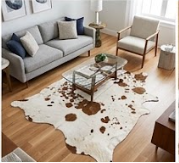 Brown and White Speckled Cowhide Rug - Genuine Leather Area Rug