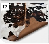 Genuine Tricolor Cowhide Rug | Black, Dark Brown & White Spotted Leather Area Rug | Authentic Symmetrical Cowskin Floor Carpet