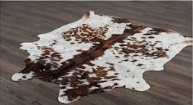 Genuine Tricolor Cognac & Black Speckled Cowhide Rug | Honey Brown & White Cowskin Area Rug | Rustic Modern Western Leather Carpet