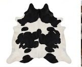 Genuine Black and White Cowhide Rug | Natural Spotted Cow Skin Area Rug | Classic Holstein Pattern Leather Carpet for Living Room
